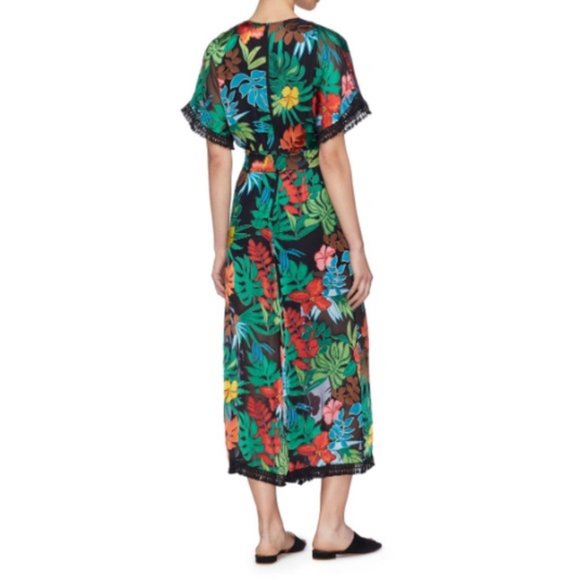 Alice & Olivia Kasia Palm Leaf Devore Jumpsuit 2 - Picture 7 of 16